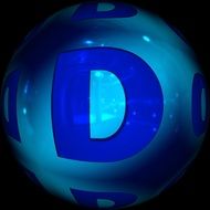 educational abc blue ball with the letter D