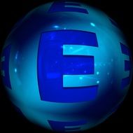 educational abc blue ball with the letter E