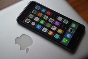macbook and iphone smartphone