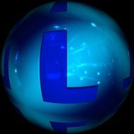 educational abc blue ball with the letter L