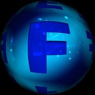 educational abc blue ball with the letter F