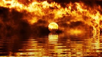 fire sunset computer graphic drawing