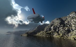 Clipart of airship in a sky