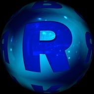 educational abc blue ball with the letter R