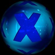 educational abc blue ball with the letter X