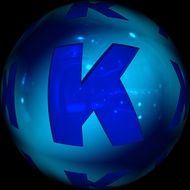 educational abc blue ball with the letter K