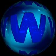 educational abc blue ball with the letter W