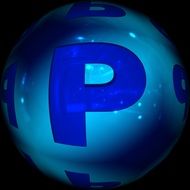 educational abc blue ball with the letter P