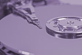 black and white photo of a hard disk