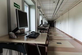 computer desks in the library