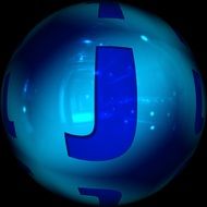 educational abc blue ball with the letter j