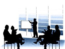 silhouettes of working business team