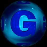 educational abc blue ball with the letter G