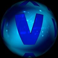 educational abc blue ball with the letter V