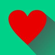 red heart on the green background