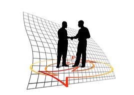 silhouette of men who shake hands