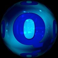 educational abc blue ball with the letter Q