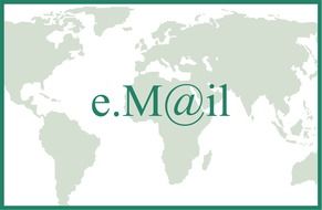 e-mail symbol above world map