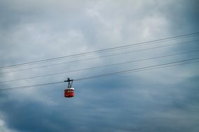 cabin on the cableway in the mountains