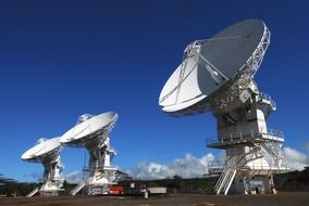 landscape of large satellite dishes on the field