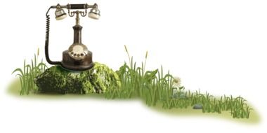 retro telephone on the green grass drawing