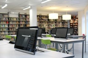 tablet on the table in the library