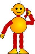 yellow robot with a phone as a graphic image