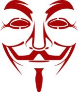 Anonymous mask in white and red color