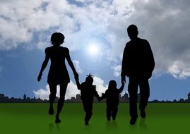 silhouette of a family