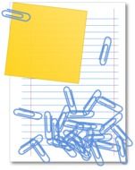 notebook paper clips post it note