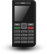 black mobile phone on a white background