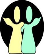 people standing together, friends, drawing