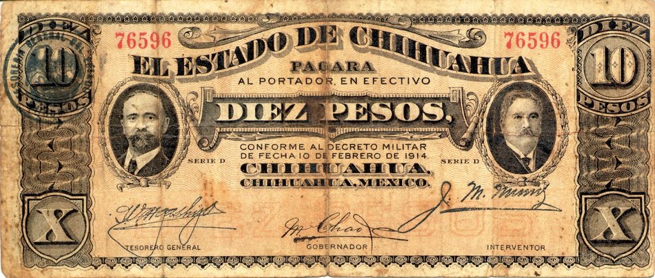 Clipart of pesos banknote with portraits