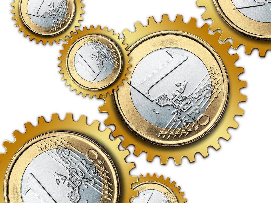 image of one euro in the form of gears