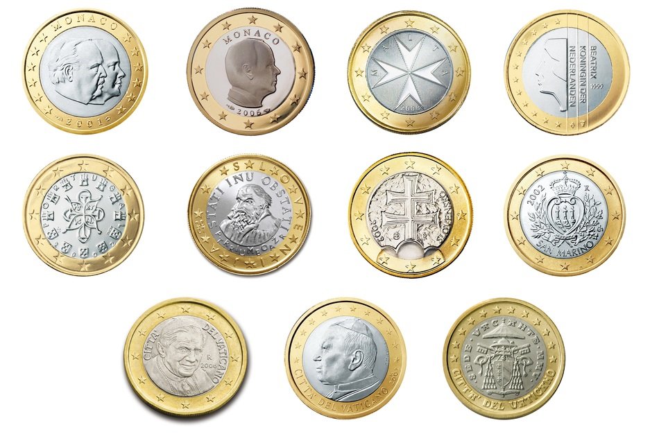 Euro 1 coin currency money different countries free image download