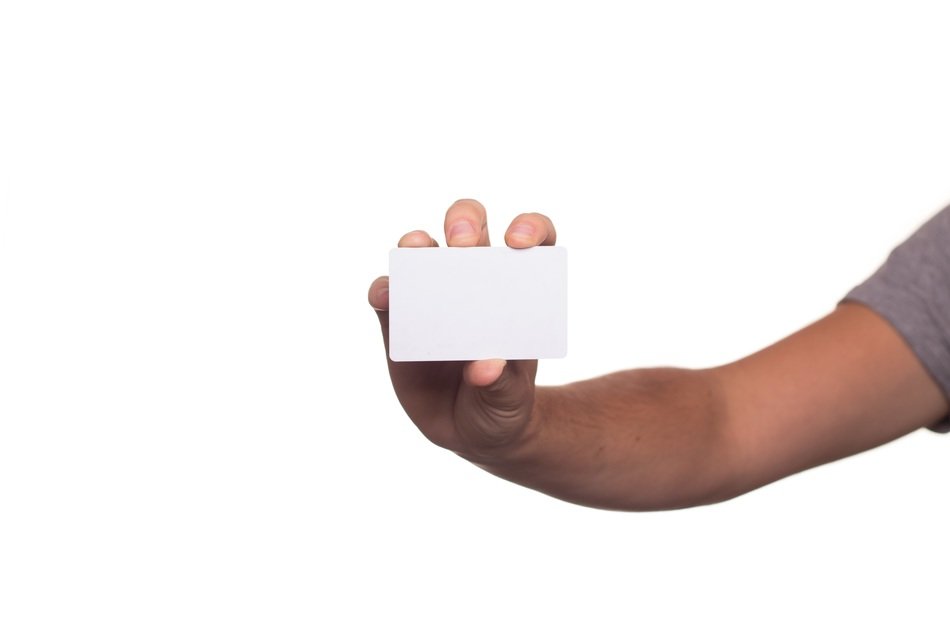 white empty card in hand