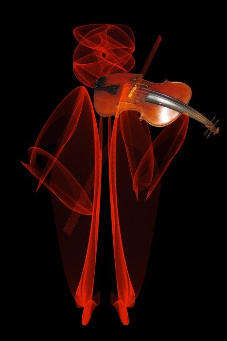violin musician as red drawing