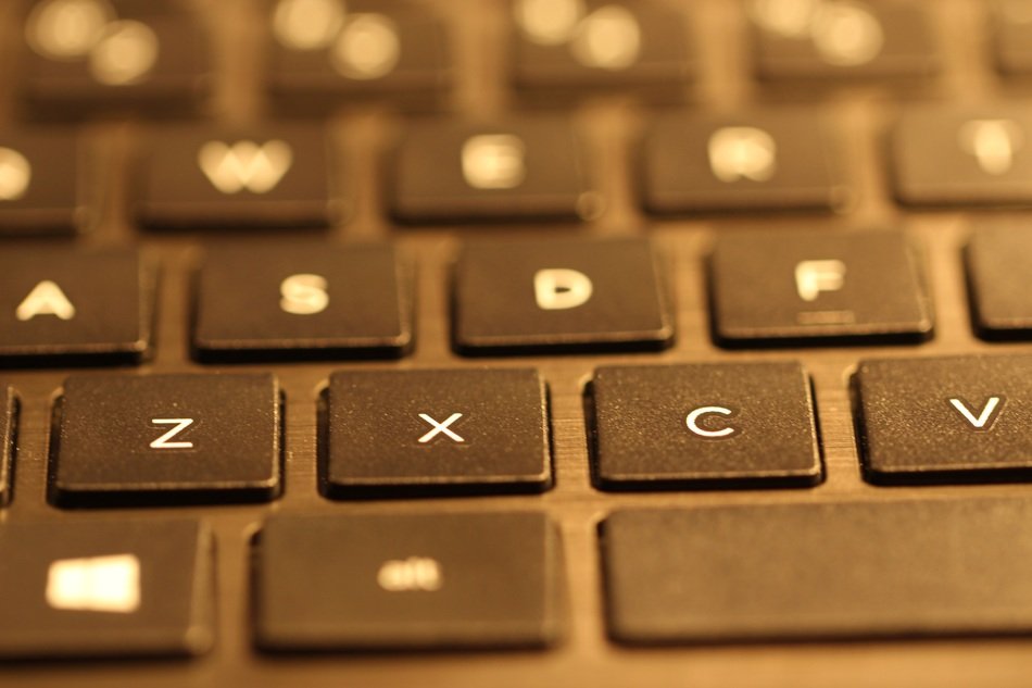 keys z, x, c, v on the keyboard