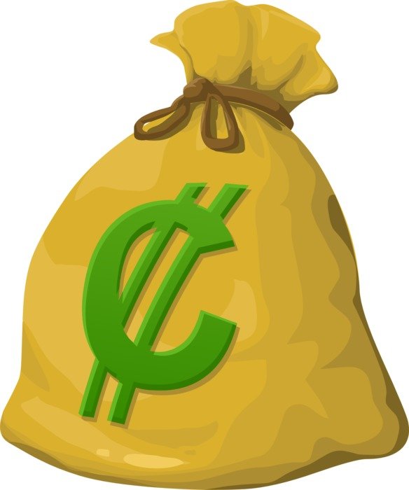 Symbol of currency on a bag