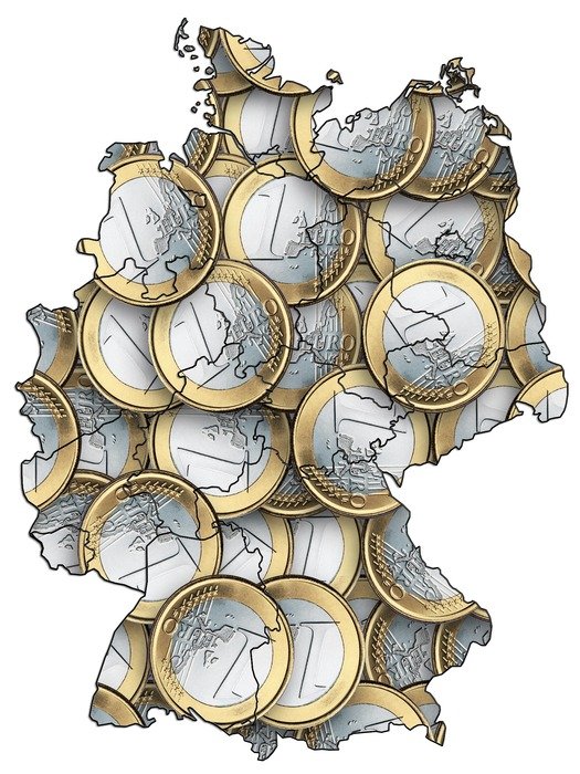 Clipart of euro coins in a shape of germany map