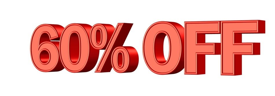 3d '60% Off' red sign