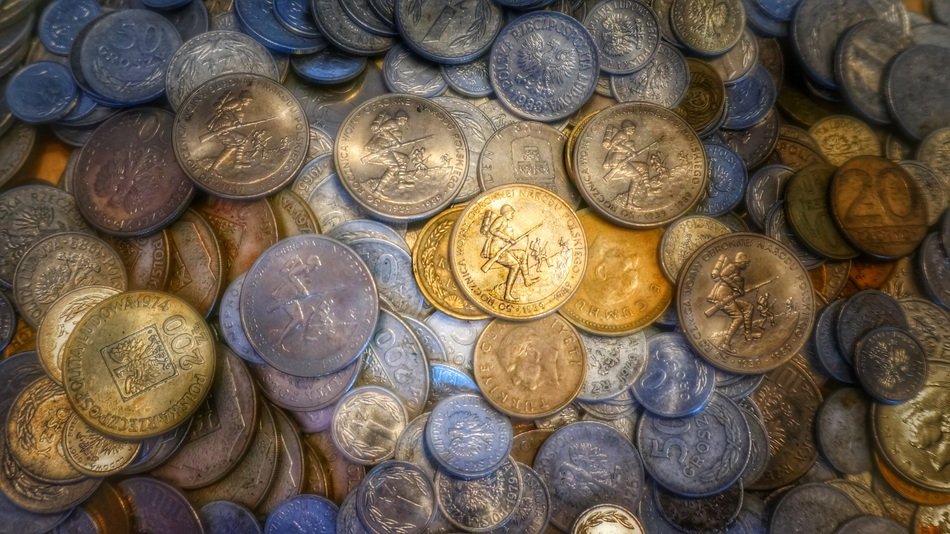 zloty coins background