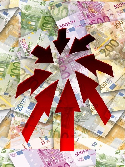 red arrows on euro background