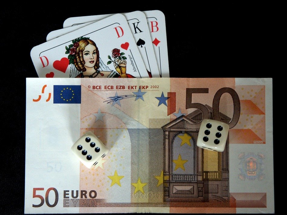 cards, euro and dice