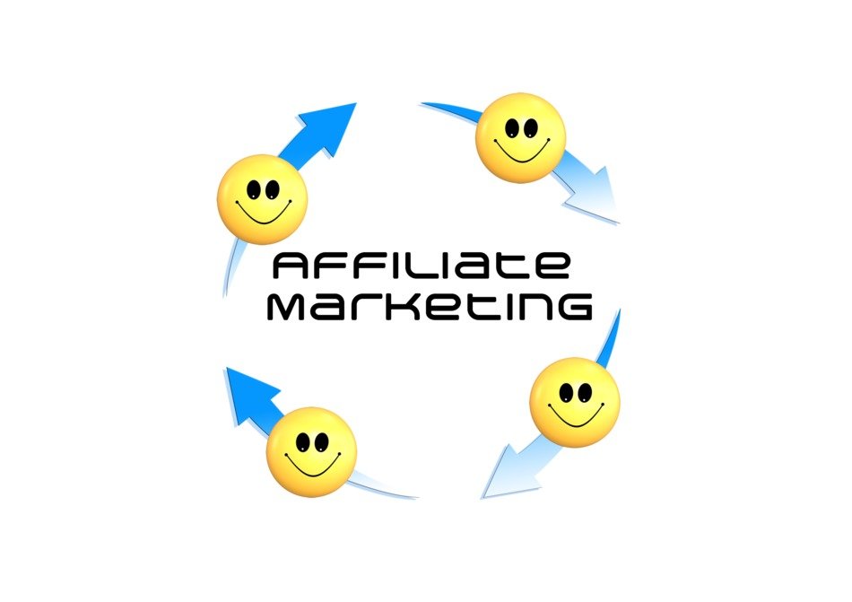 affiliate marketing, concept with smilies and arrows