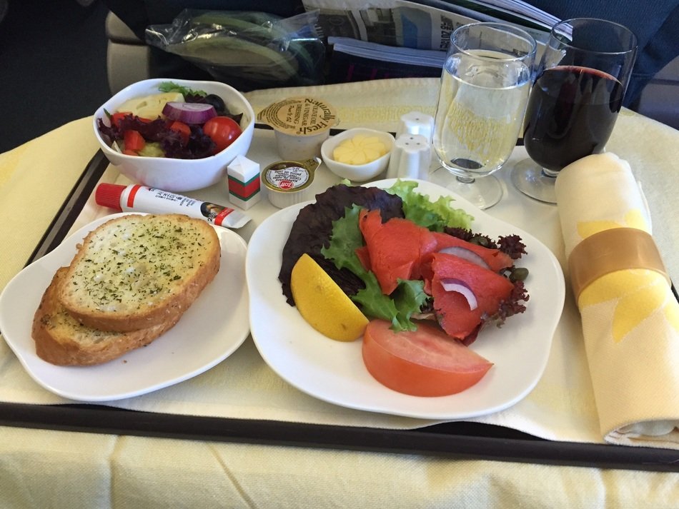 in-flight meal in business class