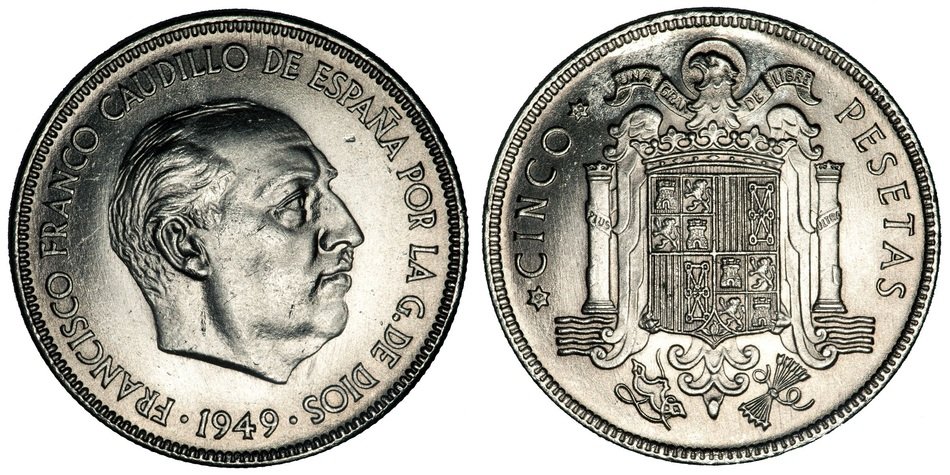 metal peseta coins of spain