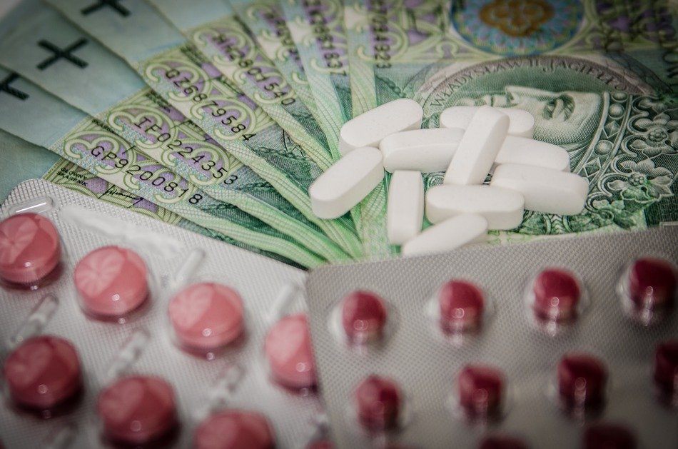 medications on money background
