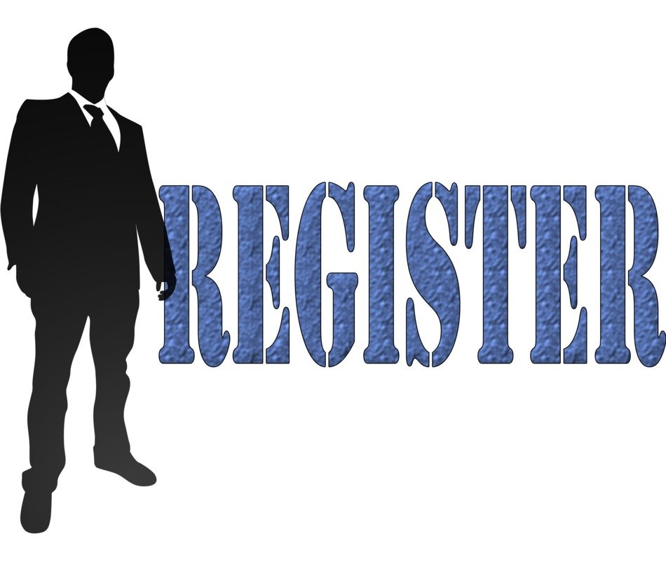 Clipart of register sign and silhouette of the man