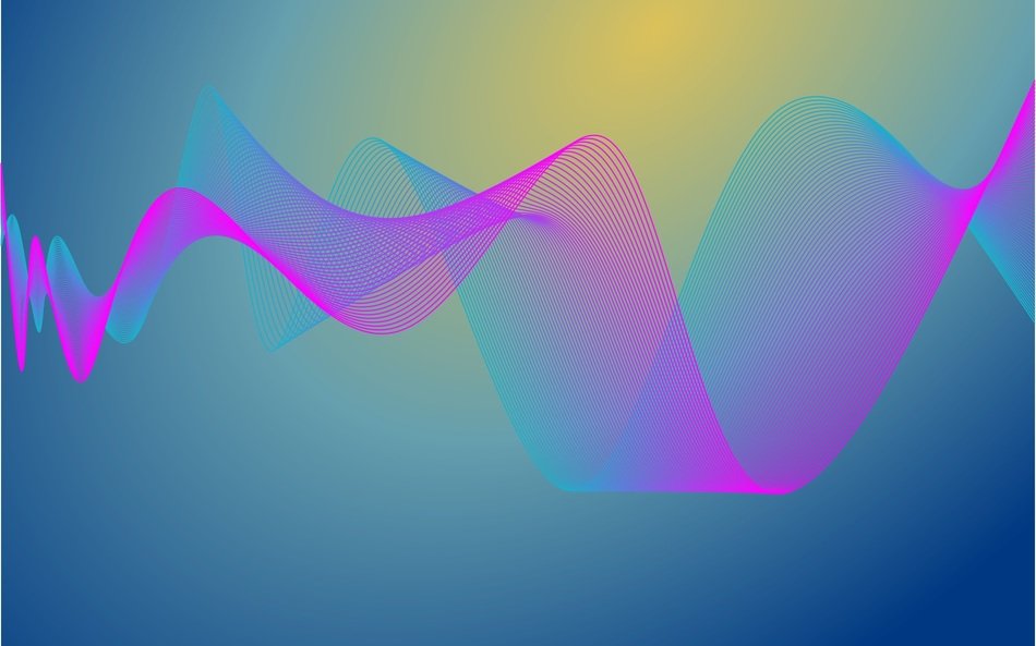 blue and pink waves on a blue background